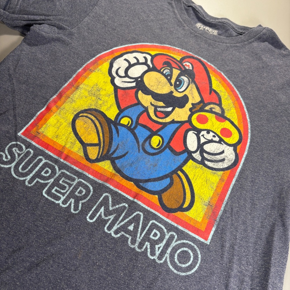 Super Mario Bros Graphic‎ T Shirt Nintendo Heather Gray Small Retro